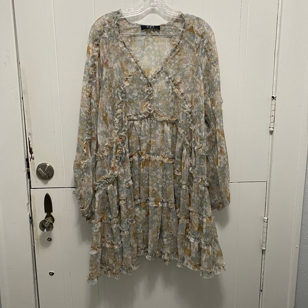 OPT Patterned Ruffle Dress